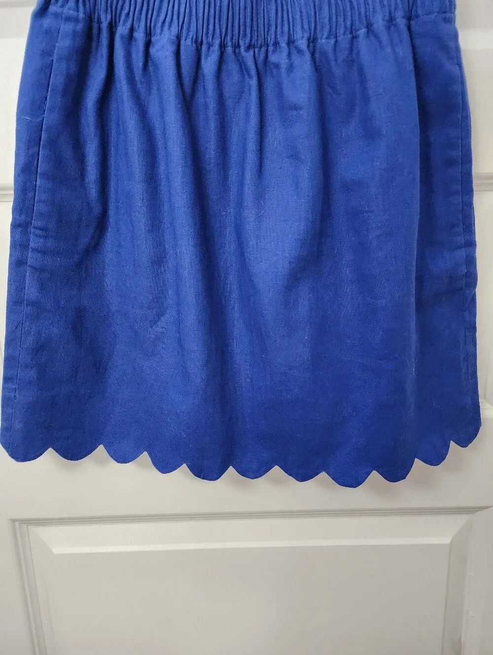 J.Crew Scalloped Hem Blue Linen Blend Women’s Mini Skirt Size 2 - Picture 4 of 7